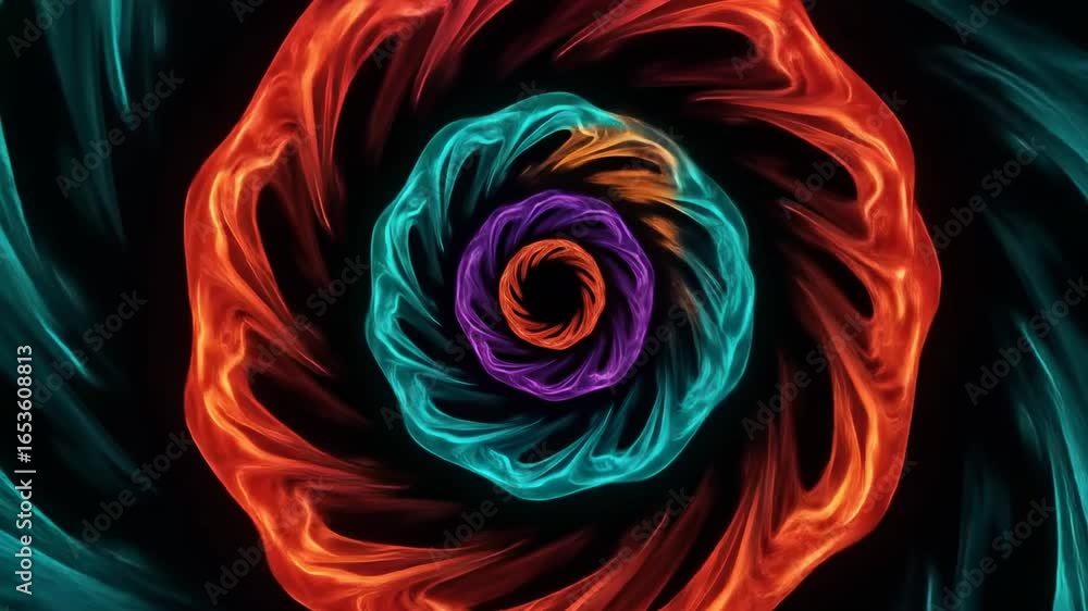 Poster vibrant color swirling vortex, mesmerizing fractal art for hypnotizing digital animation creation