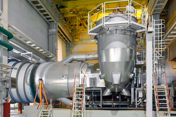 Flue gas duct system and components in an industrial power plant facility