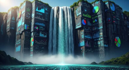 Data integration confluence innovative data visualization landscape concept display