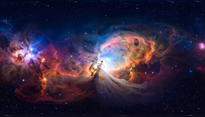 Vibrant Nebula And Starfield Displaying Bright Blue And Orange Hues Across Deep Space