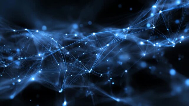 Futuristic abstract technology network with glowing blue plexus data points