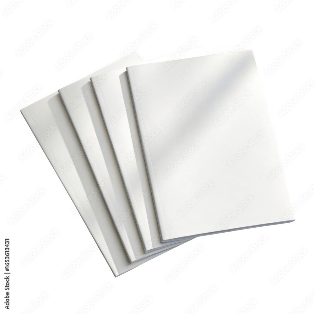 Poster stack of white paper isolated on transparent background