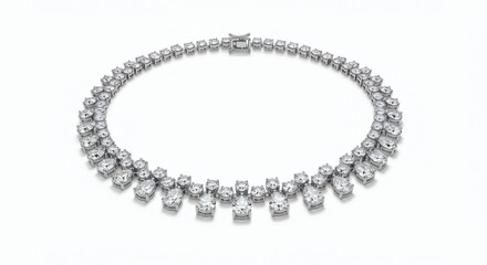 Obraz premium Elegant Diamond Necklace on White Background - Luxurious Jewelry