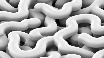 Monochrome abstract composition featuring intertwined, organic, white forms with soft lighting