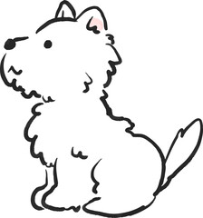 横向きでお座りするホワイトテリアのイラスト　犬のイラスト