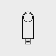 Minimalist black line icon of a USB flash drive with rounded top, perfect for tech, storage, and digital interface illustrations