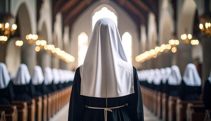 Nun in a church interior