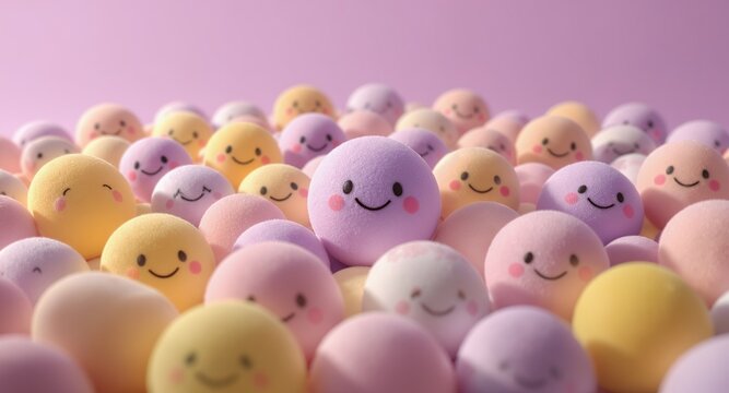 Happy Colorful Balls, Positive Vibe, Cute Emoji Design, Joyful Mood, Adorable Characters