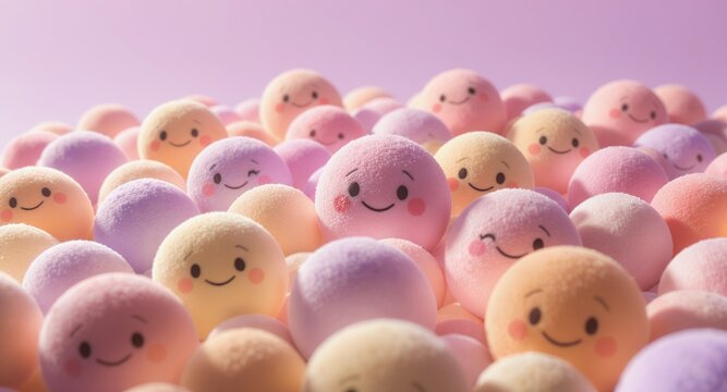 Happy Pastel Emojis Cute Cheerful Background for Brands