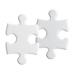 Fototapeta premium Puzzle Piece Partnership Isolated On White Background: Two interlocking puzzle pieces symbolize unity, collaboration, and the resolution of challenges in a visually compelling. 