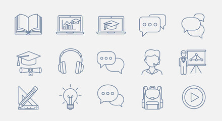 Fototapeta premium Vector illustration of collection of online education and learning icons isolated on white background