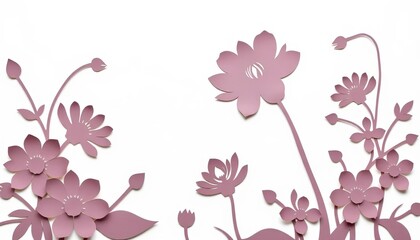 Fototapeta premium Mirrored paper-cut floral silhouette, layered, abstract, minimalist, elegant, balanced design, flower, silhouette