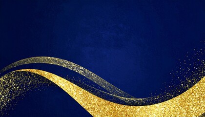 Elegant navy blue backdrop with gold glitter flow, a modern concept premium celebration background