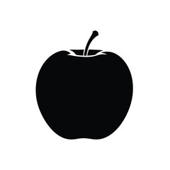 Vector illustration of black apple silhouette isolated on white background