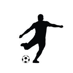 Vector illustration of soccer player kicking ball isolated on white background