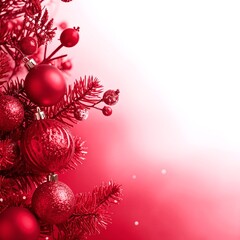 A vibrant red Christmas tree adorned with colorful ornaments, twinkling lights, and festive decorations, creating a warm holiday atmosphere.