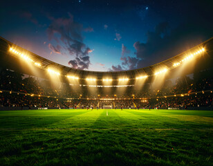 football field stadium at night with highlight design match soccer 