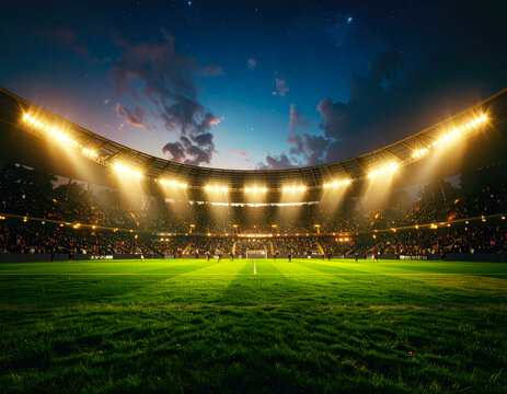 football field stadium at night with highlight design match soccer 