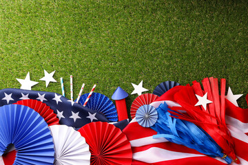 Decorative fans and stars represent Labor Day festivities