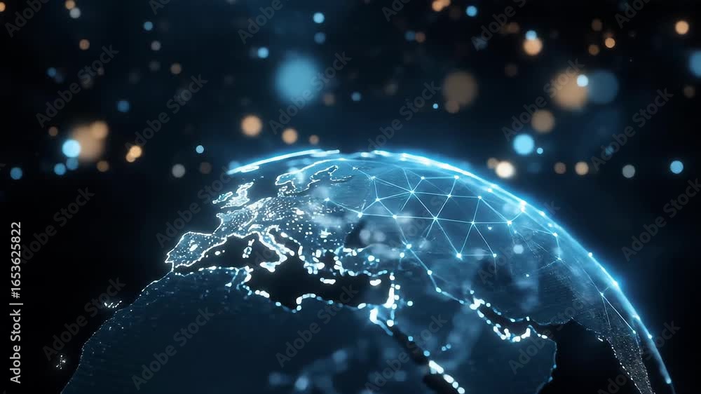 Poster digital earth visualization concept for modern technology and global network