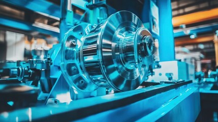 Precision Machining: Close-up of a Complex Metal Component on Automated System