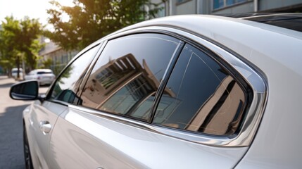 Fototapeta premium Closeup car side window and trim detail