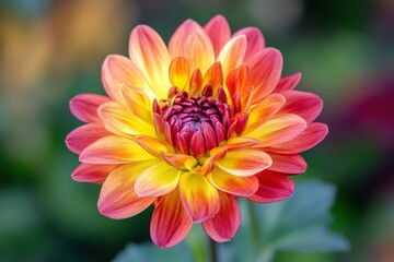 Vibrant Dahlia with a Gradient of Warm Colors