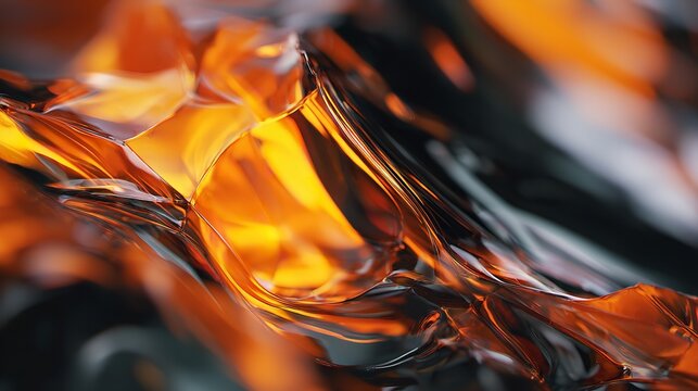 Abstract molten amber waves radiating warmth and elegance, enhanced by dark moody undertones in view.