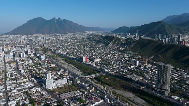 Monterrey Cityscape from Obispado Hill: Majestic Saddle Mountain and Santa Catarina River.