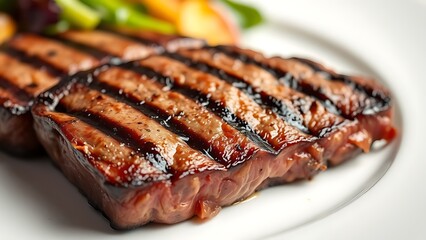 Succulent grilled steak with perfect sear marks, showcasing its juicy texture and rich flavor.