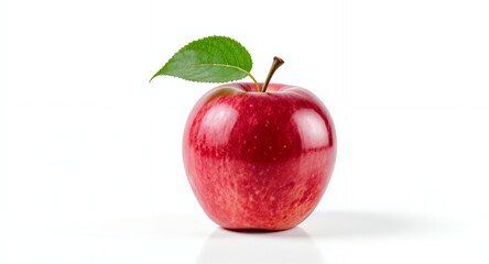 Fresh Red Apple with Leaf - Juicy, Crisp, and Delicious