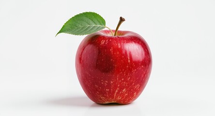 Red Apple with Green Leaf Fresh, Juicy Delicious Fruit