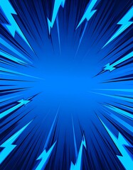 Blue comic book speed lines with lightning