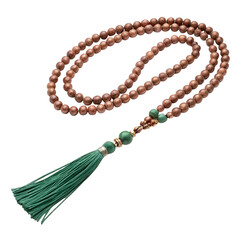 wooden necklace on white background