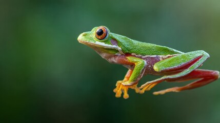 Obraz premium Vibrant Red-Eyed Tree Frog Perched Elegantly Among Lush Greenery Highlighting Nature's Beauty and Intricate Details of Amphibian Species