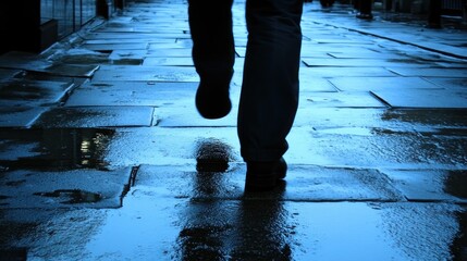 Reflections on a Rainy Street: A solitary walk through urban puddles and city lights offers a