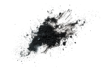 Black charcoal powder isolated on transparent background