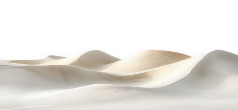 Sand dunes with wind patterns isolated on transparent background