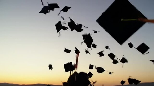 Graduation Caps Sunset Toss.