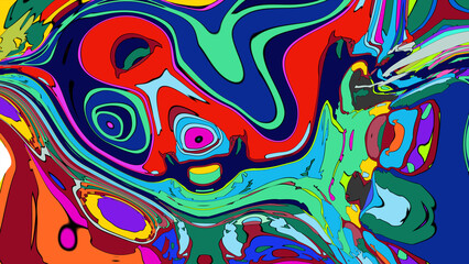 Close up of swirling vibrant colors creating an abstract fluid, and psychedelic pattern design effect
