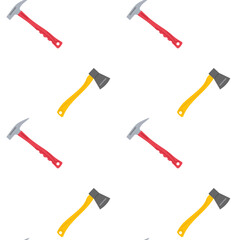 Tools arranged in a repeating pattern with red and yellow handles on a white background