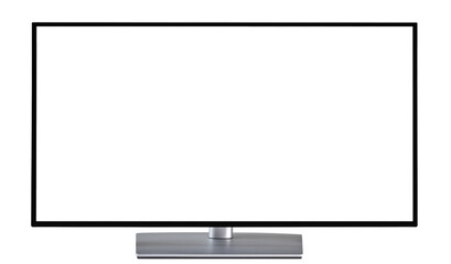 Empty TV Screen isolated White monitor background, Television led digital home entertainment board...