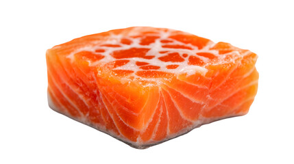 Freshly Cut Salmon Fillet with Natural Lines Isolated on White