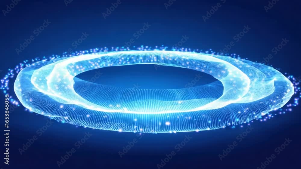 Poster a captivating visual rendering of an ethereal, glowing ring with luminous particles, set against a d