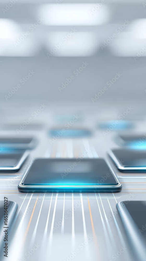 Poster a macro close up photograph capturing the sleek surface of a modern mobile device with the backgroun