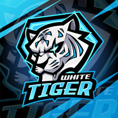 White tiger head esport mascot logo design