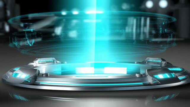 A Futuristic Holographic Interface with a Vibrant Blue Light emanating, creating an impression of advanced technology. 