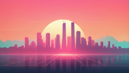 VHS Haze Over Retrofuturist Cityscape Whisper