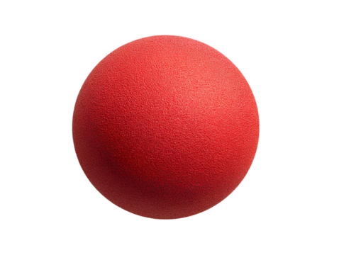 Round Red Foam Clown Nose with Highlight and Shadow, Top-Down Composition
