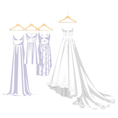 Elegant wedding dresses collection for bridal shop, showcasing modern and stylish designs, perfect for wedding planning, fashion blogs and bridal boutiques, created from vector
